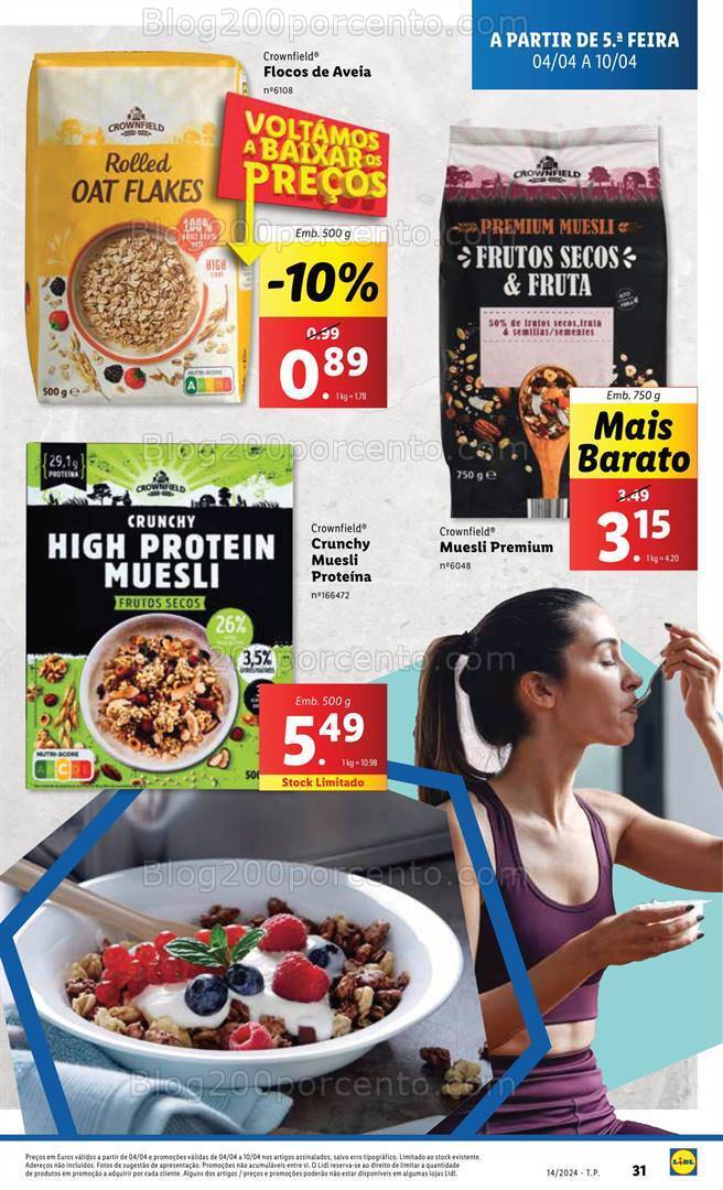 Antevisão Folheto LIDL Alimentação Saudável Promoções de 4 a 10 abril