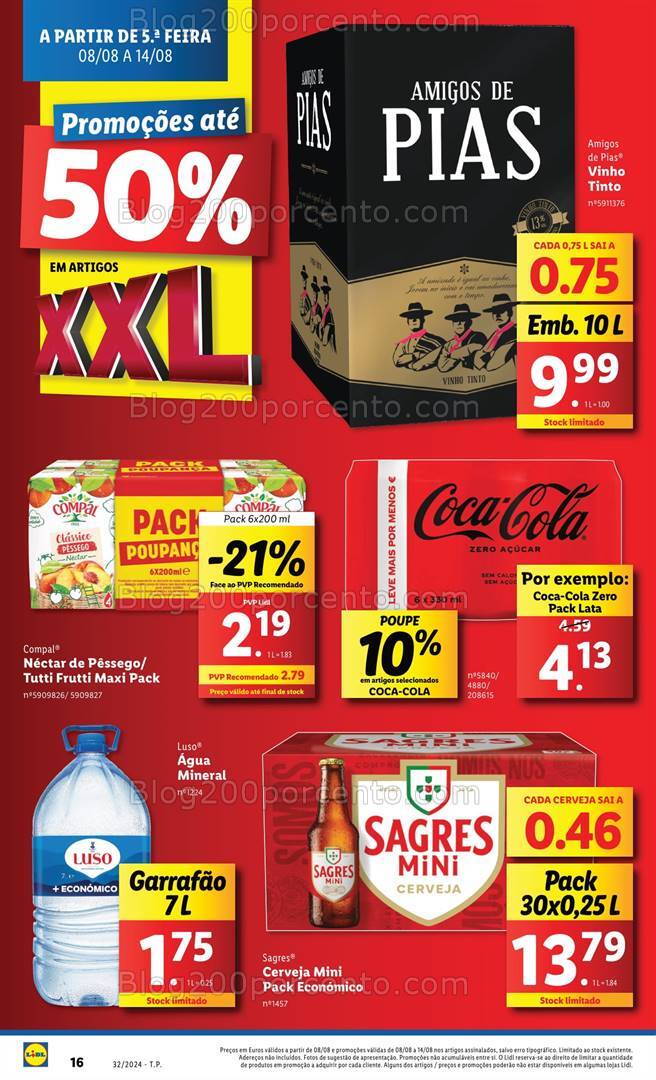 Antevisão Folheto LIDL Promoções XXL Promoções de 8 a 14 agosto