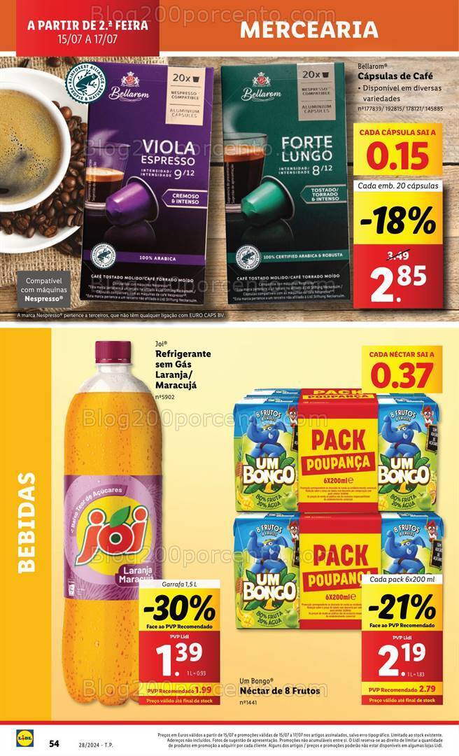 Antevisão Folheto LIDL Supermercado Promoções de 15 a 17 julho
