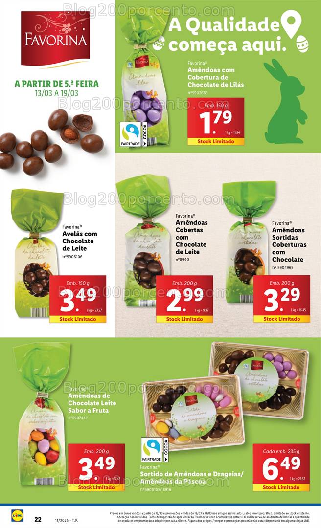 Antevisão Folheto LIDL Páscoa Favorina Promoções de 13 a 19 março