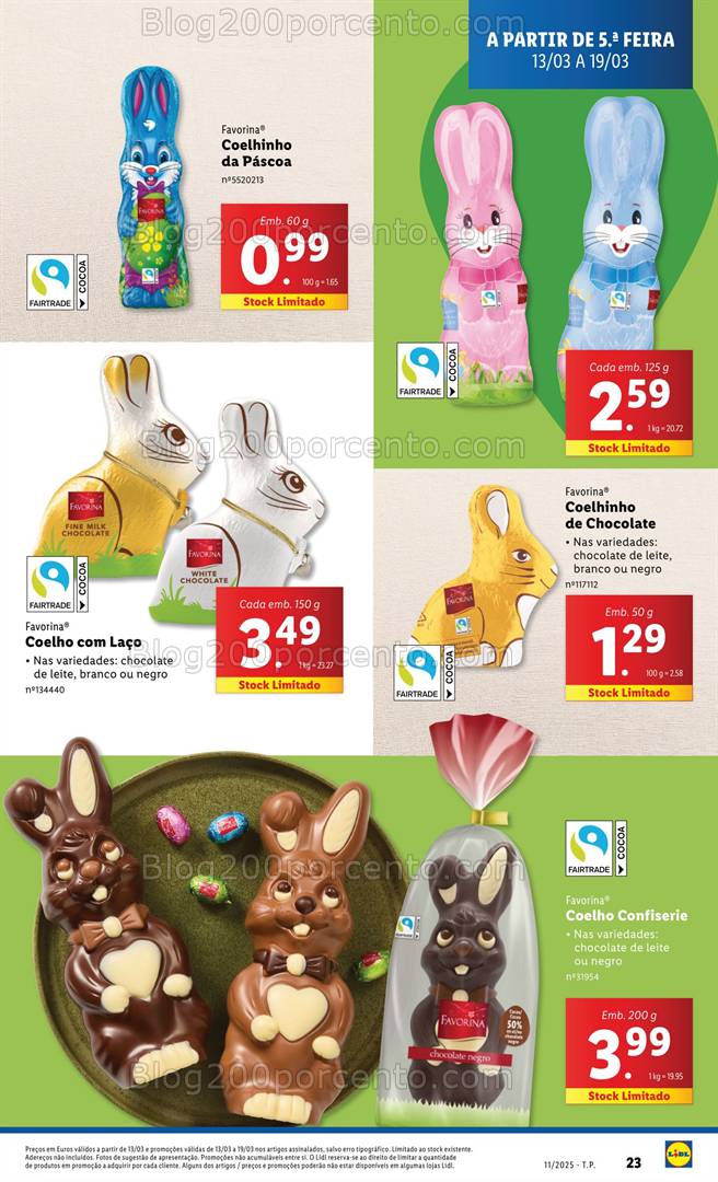 Antevisão Folheto LIDL Páscoa Favorina Promoções de 13 a 19 março