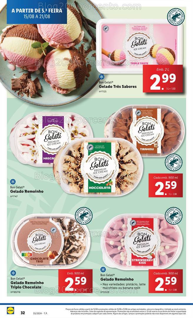Antevisão Folheto LIDL Especial Gelados Promoções de 15 a 21 agosto