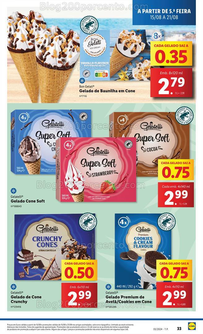Antevisão Folheto LIDL Especial Gelados Promoções de 15 a 21 agosto