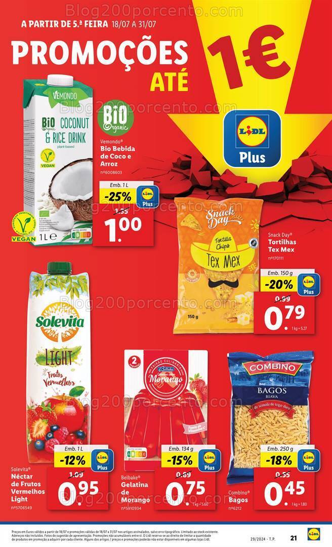 Antevisão Folheto LIDL até 1€ Promoções de 18 a 31 julho