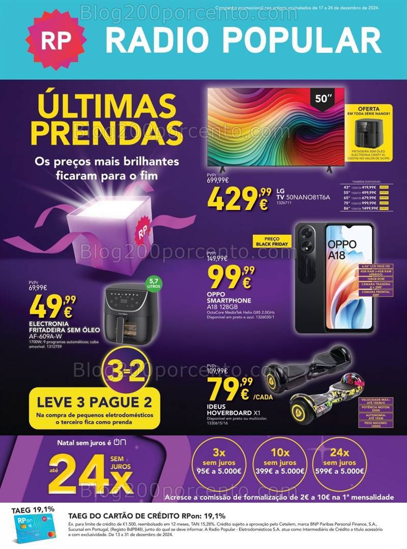 Antevisão Folheto RADIO POPULAR Promoções de 17 a 24 dezembro