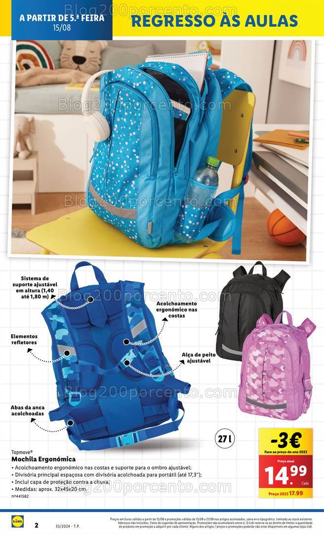 Antevisão Folheto LIDL Regresso às Aulas Promoções de 15 a 21 agosto