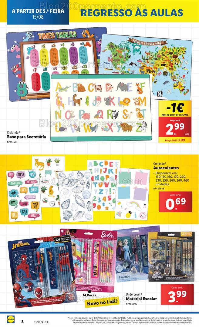 Antevisão Folheto LIDL Regresso às Aulas Promoções de 15 a 21 agosto