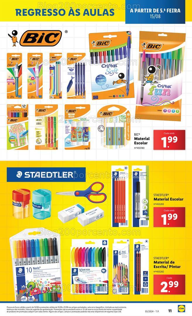 Antevisão Folheto LIDL Regresso às Aulas Promoções de 15 a 21 agosto