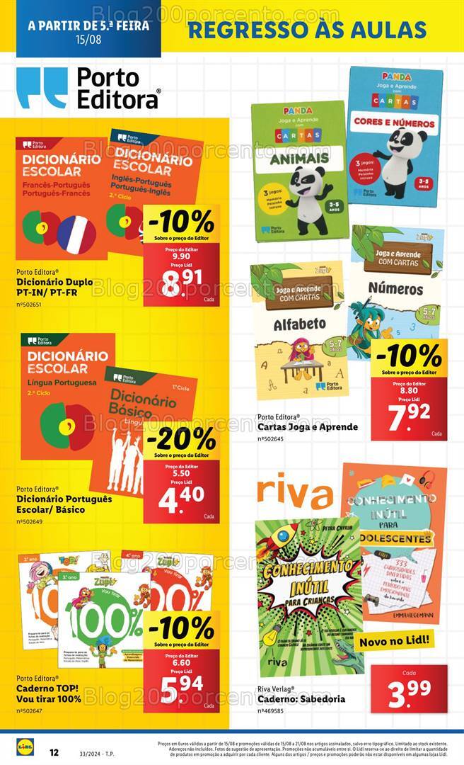Antevisão Folheto LIDL Regresso às Aulas Promoções de 15 a 21 agosto