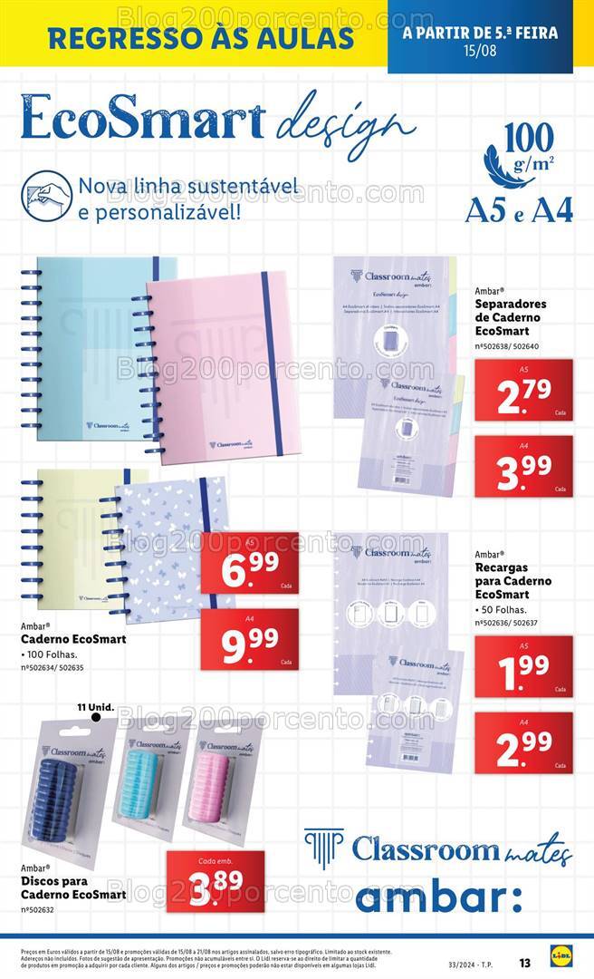 Antevisão Folheto LIDL Regresso às Aulas Promoções de 15 a 21 agosto