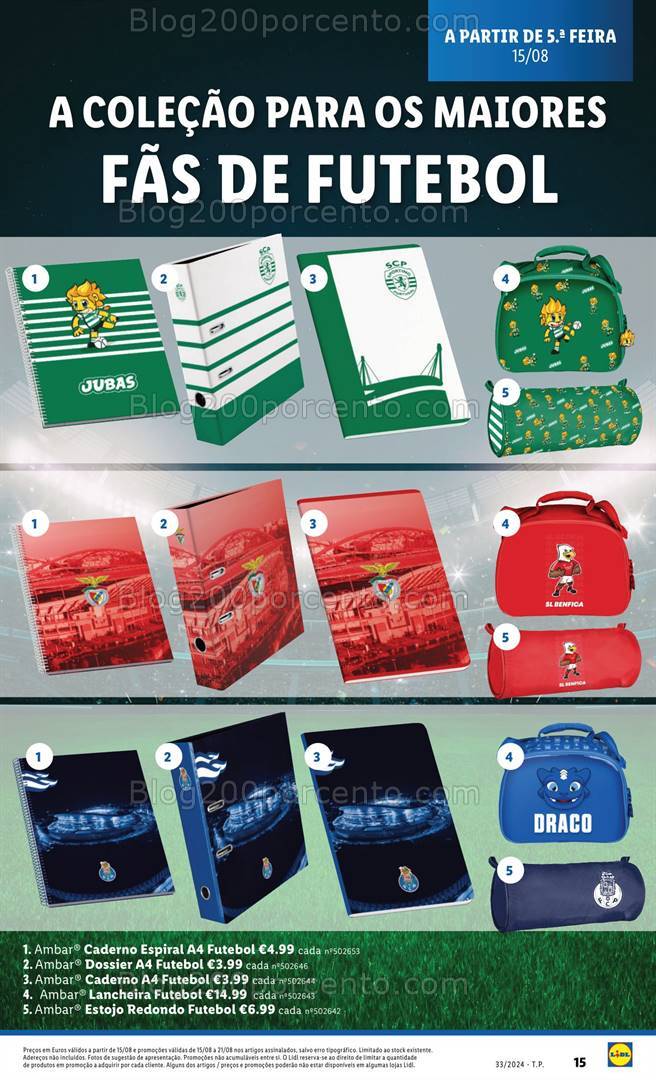 Antevisão Folheto LIDL Regresso às Aulas Promoções de 15 a 21 agosto