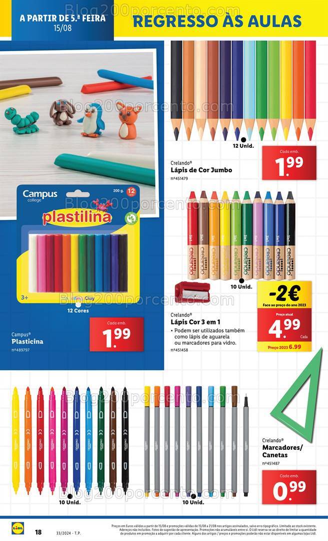 Antevisão Folheto LIDL Regresso às Aulas Promoções de 15 a 21 agosto