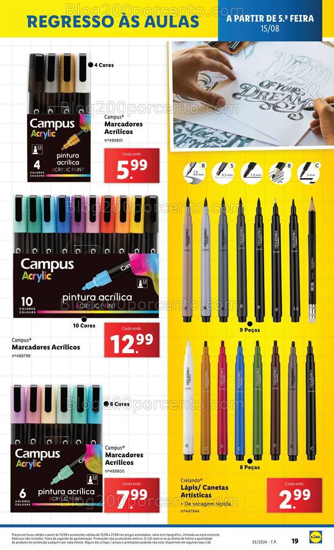 Antevisão Folheto LIDL Regresso às Aulas Promoções de 15 a 21 agosto