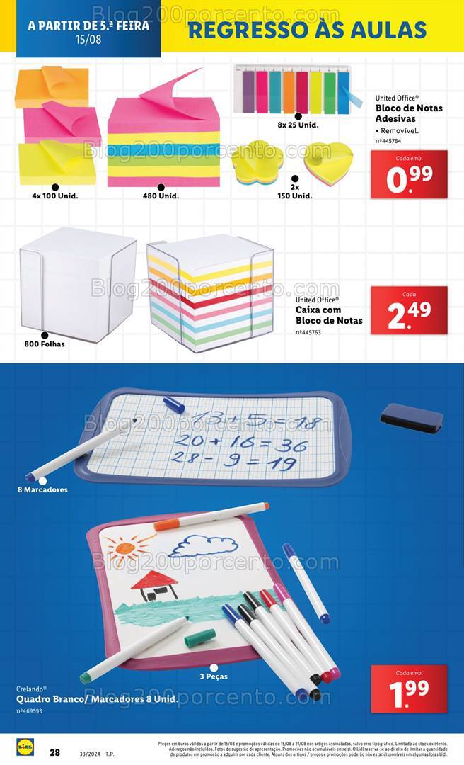 Antevisão Folheto LIDL Regresso às Aulas Promoções de 15 a 21 agosto