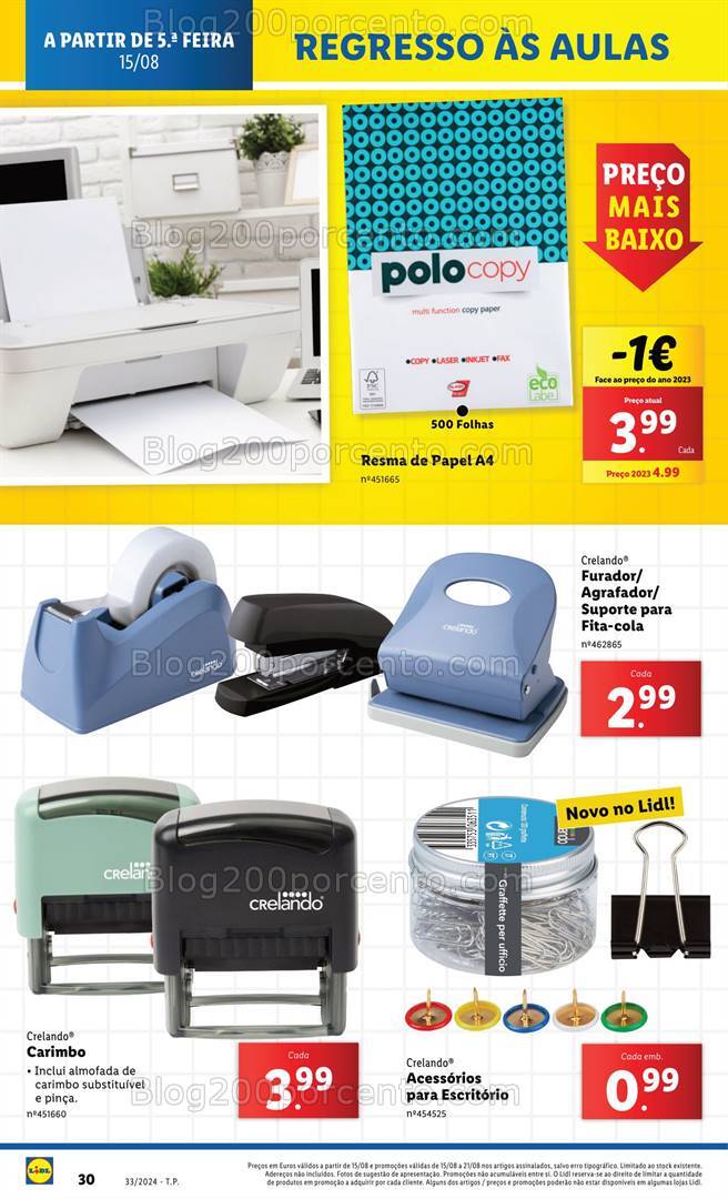 Antevisão Folheto LIDL Regresso às Aulas Promoções de 15 a 21 agosto