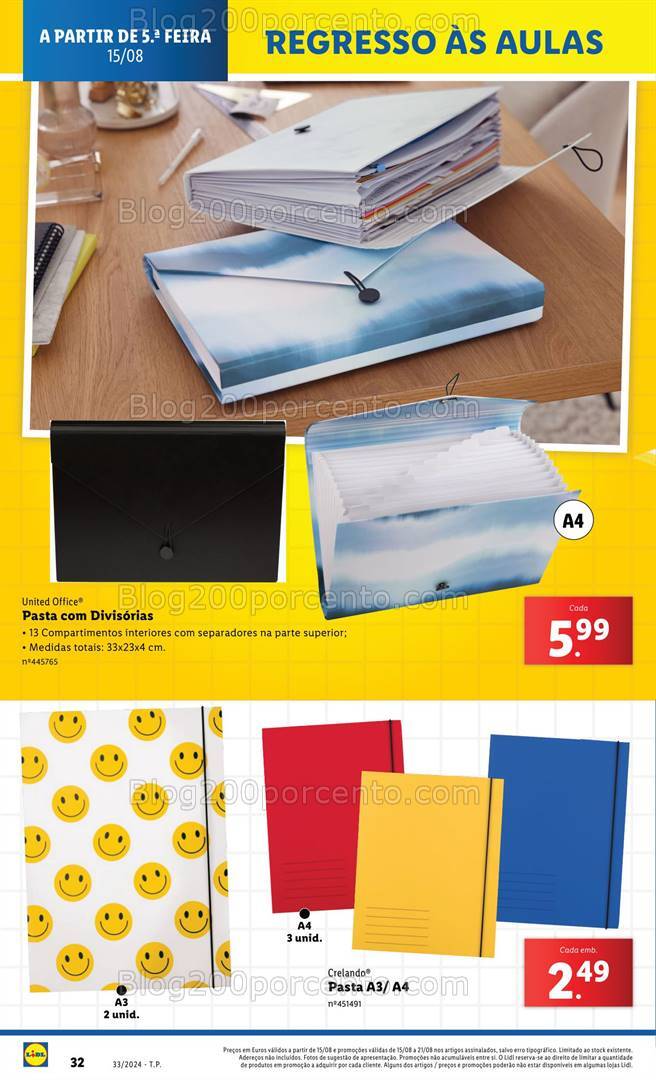 Antevisão Folheto LIDL Regresso às Aulas Promoções de 15 a 21 agosto