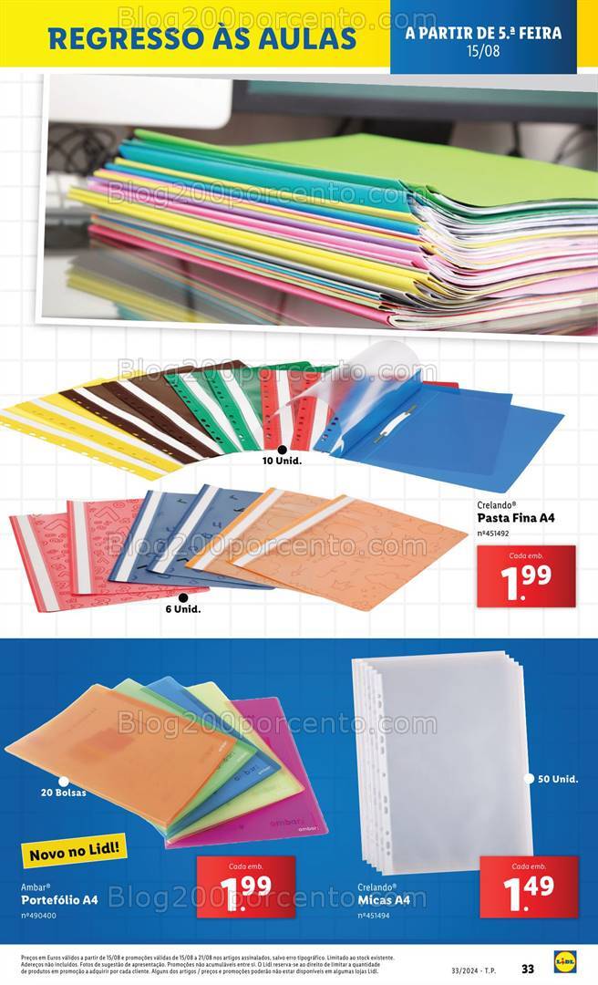 Antevisão Folheto LIDL Regresso às Aulas Promoções de 15 a 21 agosto