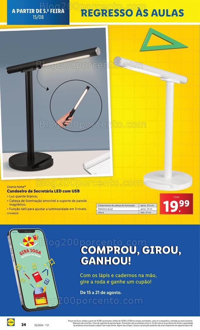 Antevisão Folheto LIDL Regresso às Aulas Promoções de 15 a 21 agosto