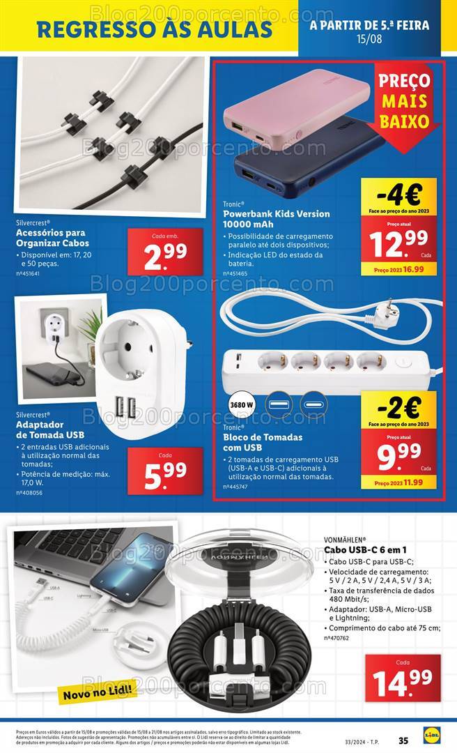 Antevisão Folheto LIDL Regresso às Aulas Promoções de 15 a 21 agosto