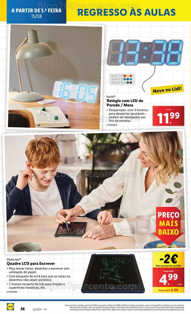 Antevisão Folheto LIDL Regresso às Aulas Promoções de 15 a 21 agosto