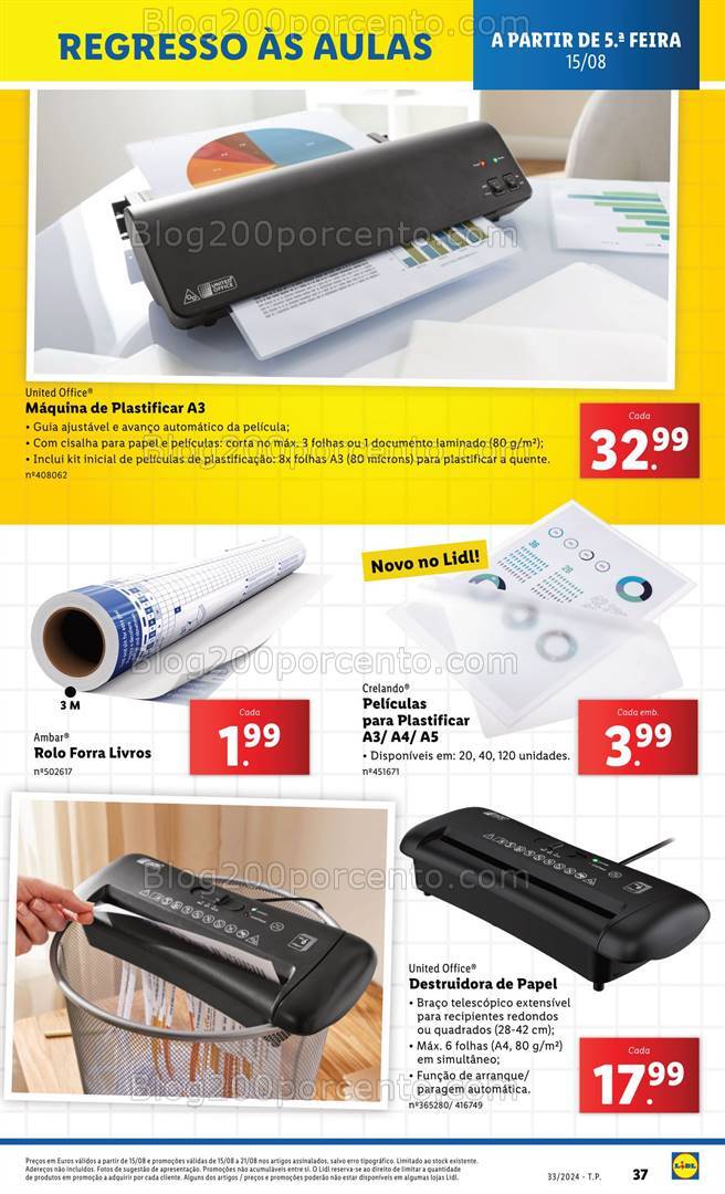 Antevisão Folheto LIDL Regresso às Aulas Promoções de 15 a 21 agosto