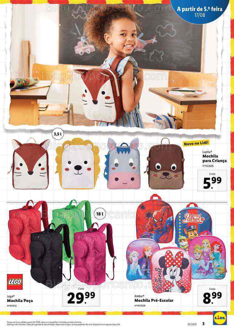Antevisão Folheto LIDL Regresso às Aulas Promoções a partir de 17 agosto