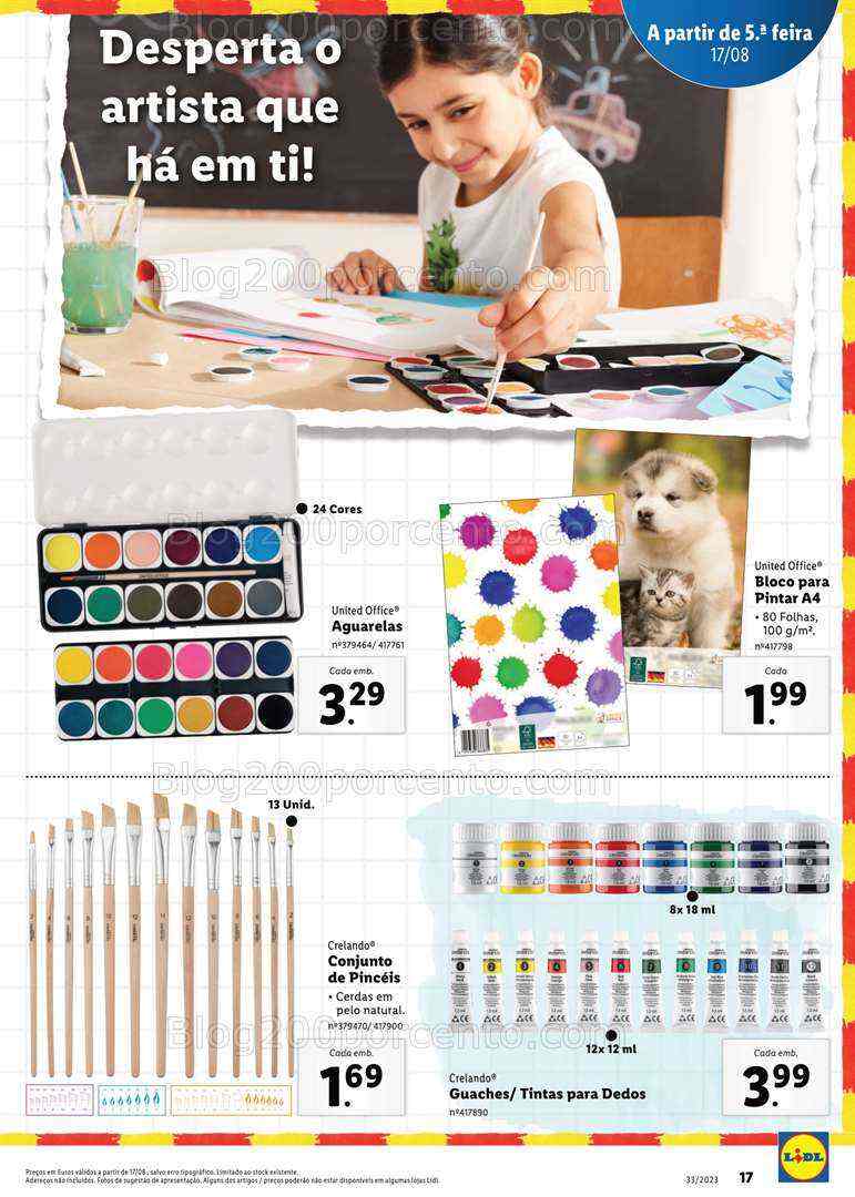 Antevisão Folheto LIDL Regresso às Aulas Promoções a partir de 17 agosto