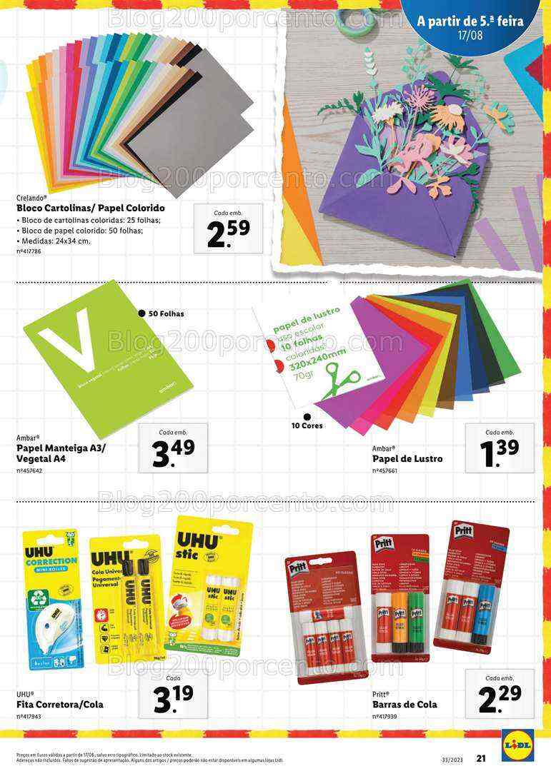 Antevisão Folheto LIDL Regresso às Aulas Promoções a partir de 17 agosto