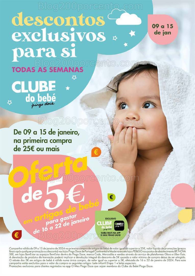 Antevisão Folheto PINGO DOCE Clube do Bebé Promoções de 9 a 15 janeiro