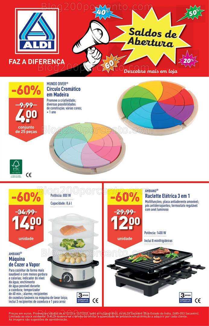 Antevisão Folheto ALDI Abertura Sacavém + Saldos Promoções de 6 a 12 dezembro