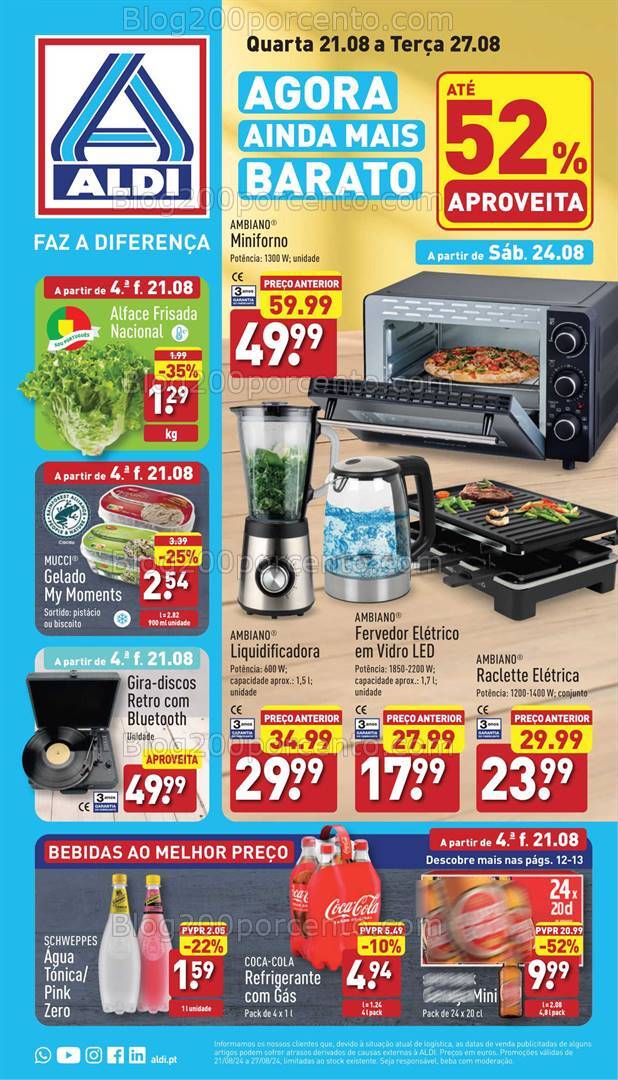 Antevisão Folheto ALDI Promoções de 21 a 27 agosto