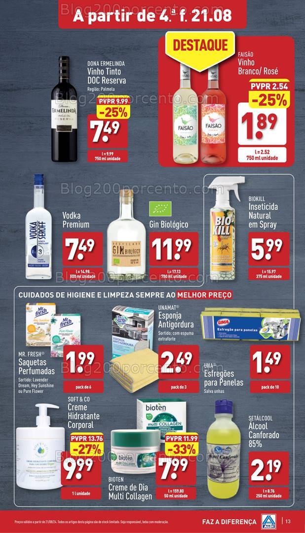 Antevisão Folheto ALDI Promoções de 21 a 27 agosto