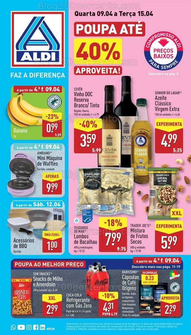 Antevisão Folheto ALDI Promoções de 9 a 15 abril