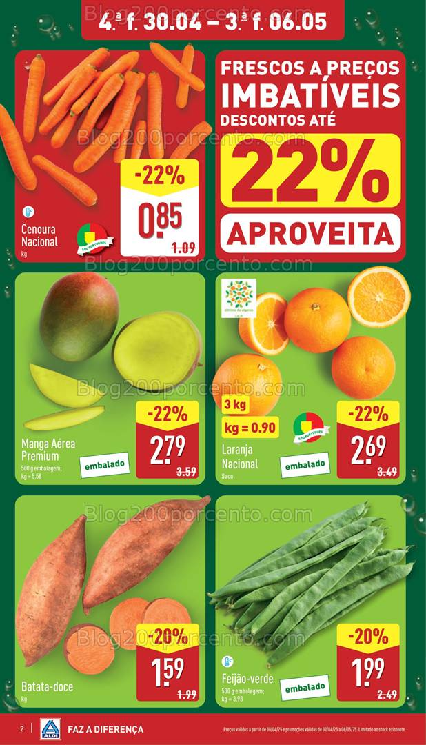 Antevisão Folheto ALDI Promoções de 30 abril a 6 maio - Frescos