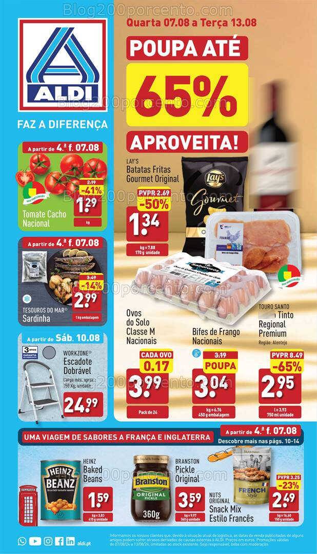 Antevisão Folheto ALDI Promoções de 7 a 13 agosto