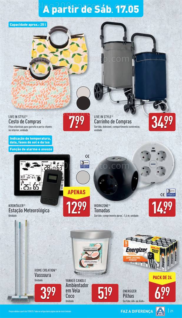 Antevisão Folheto ALDI Bazar Promoções a partir de 17 maio bazar