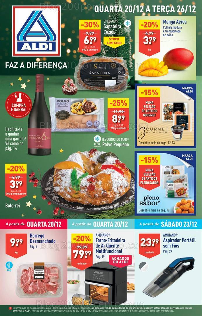 Antevisão Folheto ALDI Semana Natal Promoções de 20 a 26 dezembro