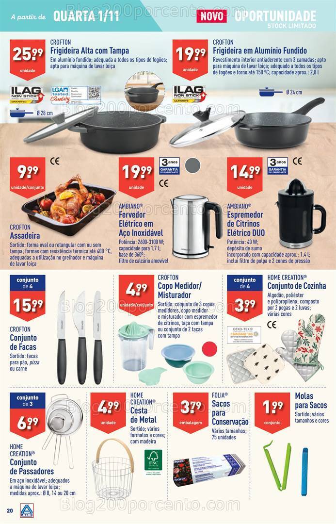 Antevisão Folheto ALDI Bazar Promoções de 1 a 7 novembro