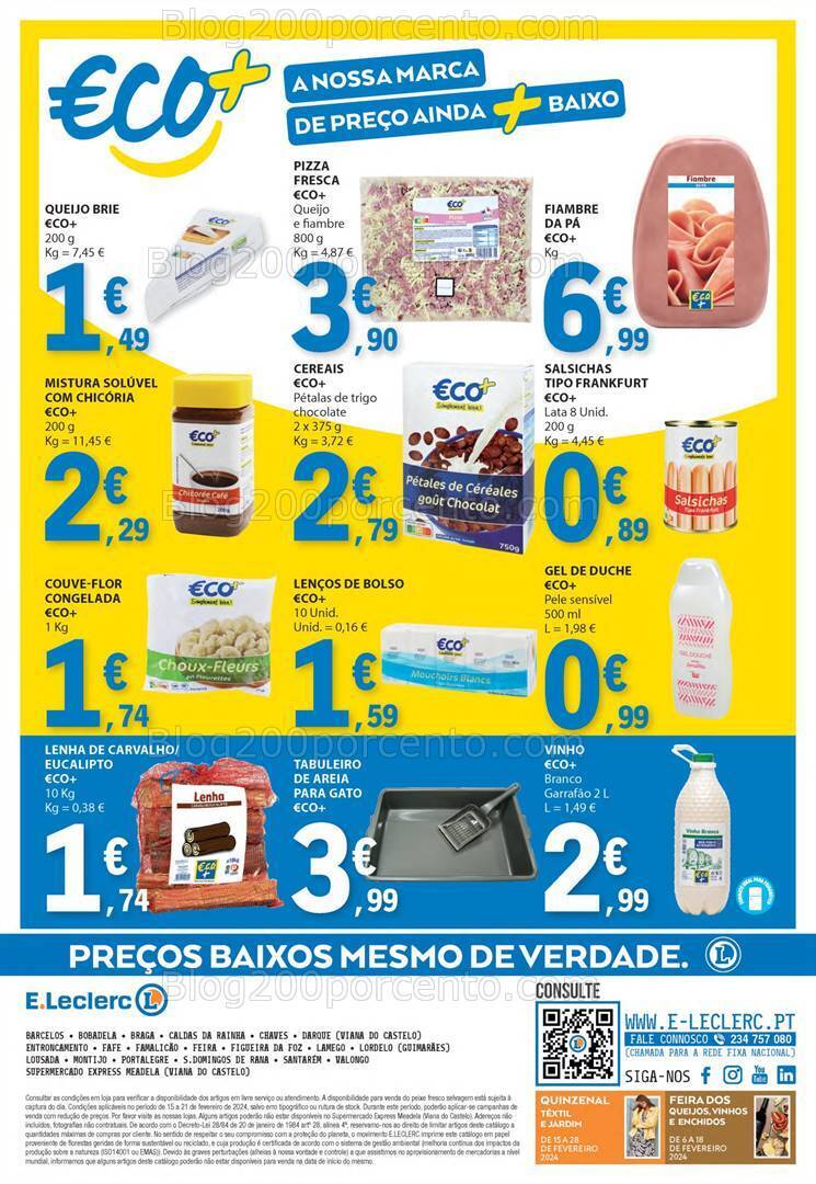 Antevisão Folheto E-LECLERC Semanal Promoções de 15 a 21 fevereiro