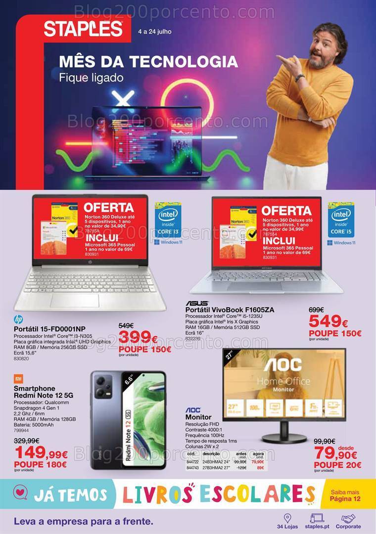 Antevisão Folheto STAPLES Promoções de 4 a 24 julho