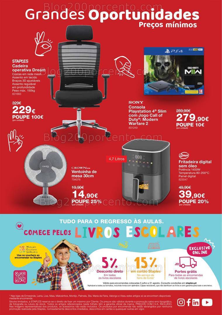 Antevisão Folheto STAPLES Promoções de 4 a 24 julho