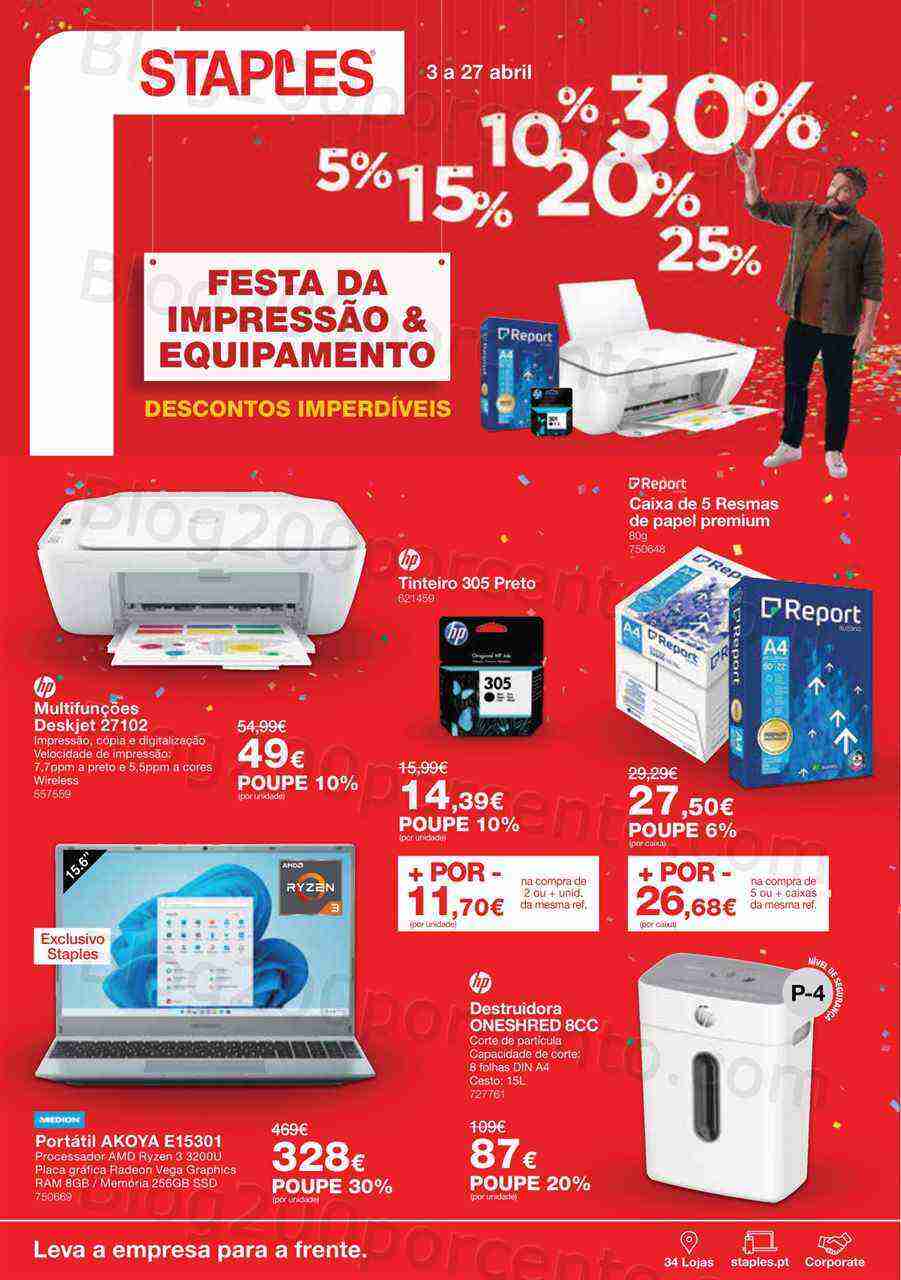 Antevisão Folheto STAPLES Promoções de 3 a 27 abril