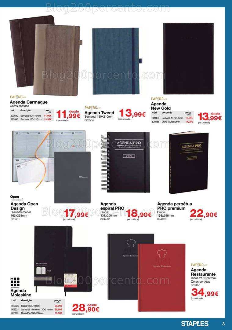 Antevisão Folheto STAPLES Agendas Promoções até 31 janeiro