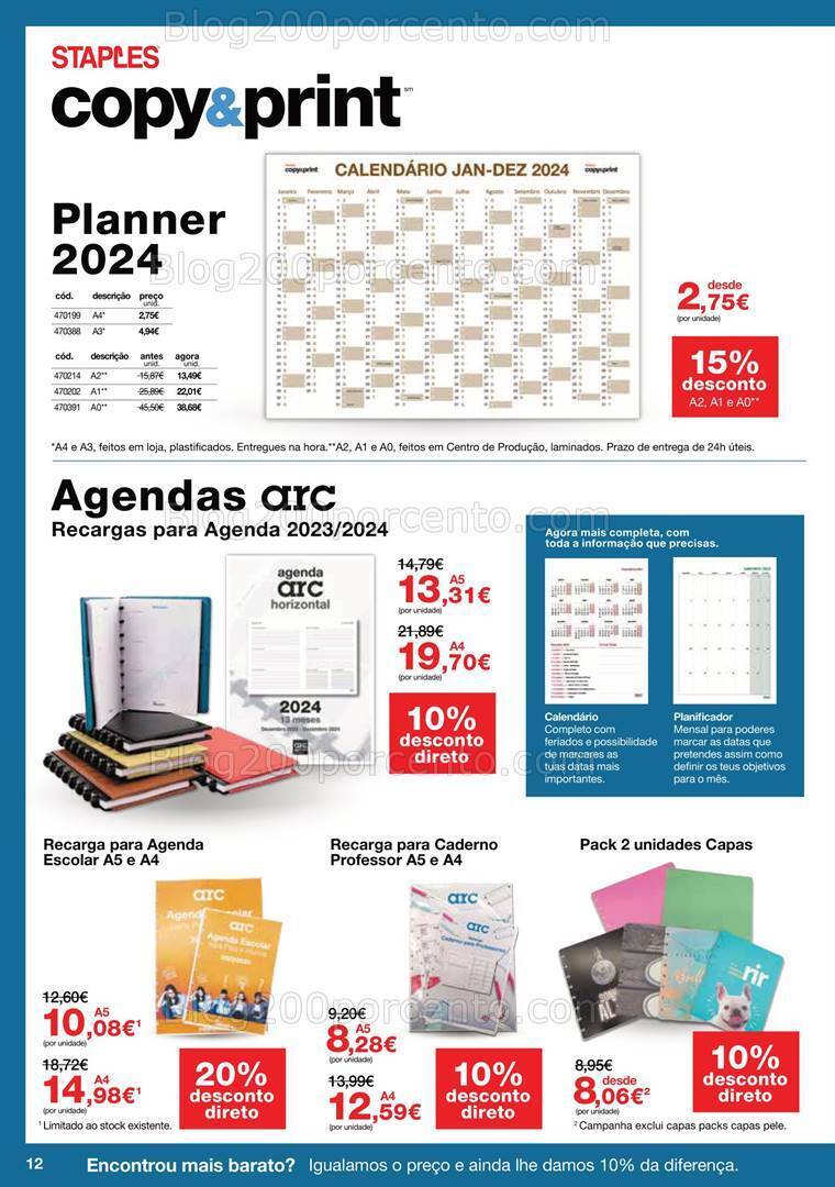 Antevisão Folheto STAPLES Agendas Promoções até 31 janeiro