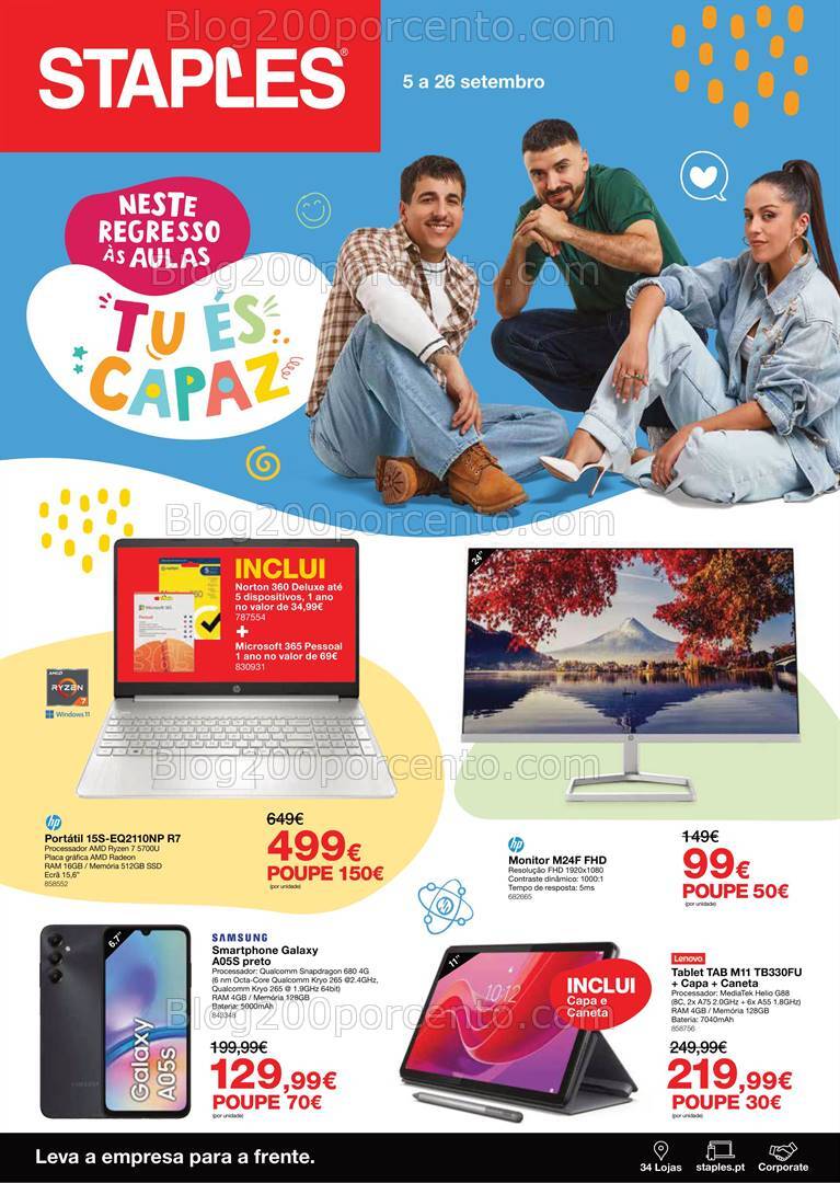Antevisão Folheto STAPLES Tecnologia Promoções de 5 a 26 setembro