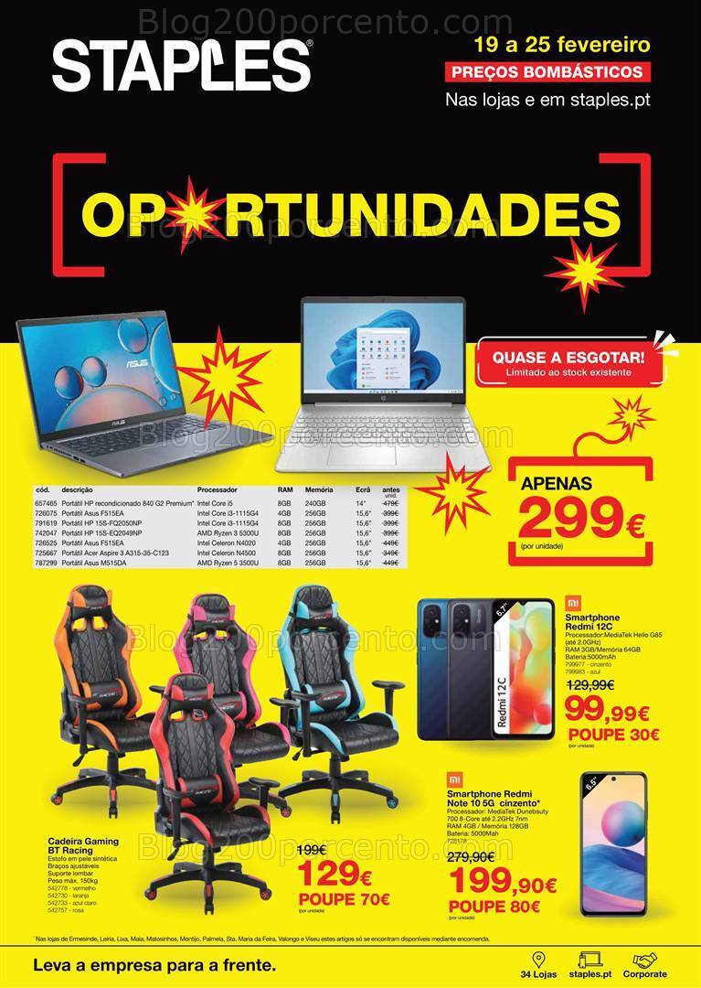 Antevisão Folheto STAPLES Oportunidades Promoções 19 a 25 fevereiro