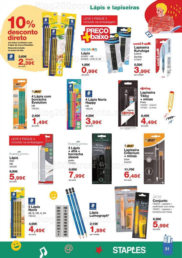 Antevisão Folheto STAPLES Regresso às Aulas Promoções de 16 agosto a 28 setembro