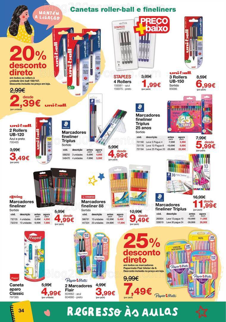 Antevisão Folheto STAPLES Regresso às Aulas Promoções de 16 agosto a 28 setembro