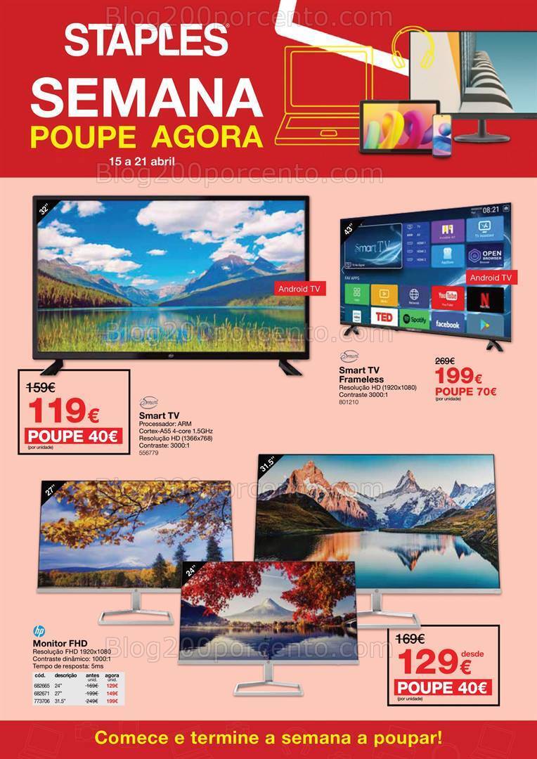 Antevisão Folheto STAPLES Promoções de 15 a 21 abril