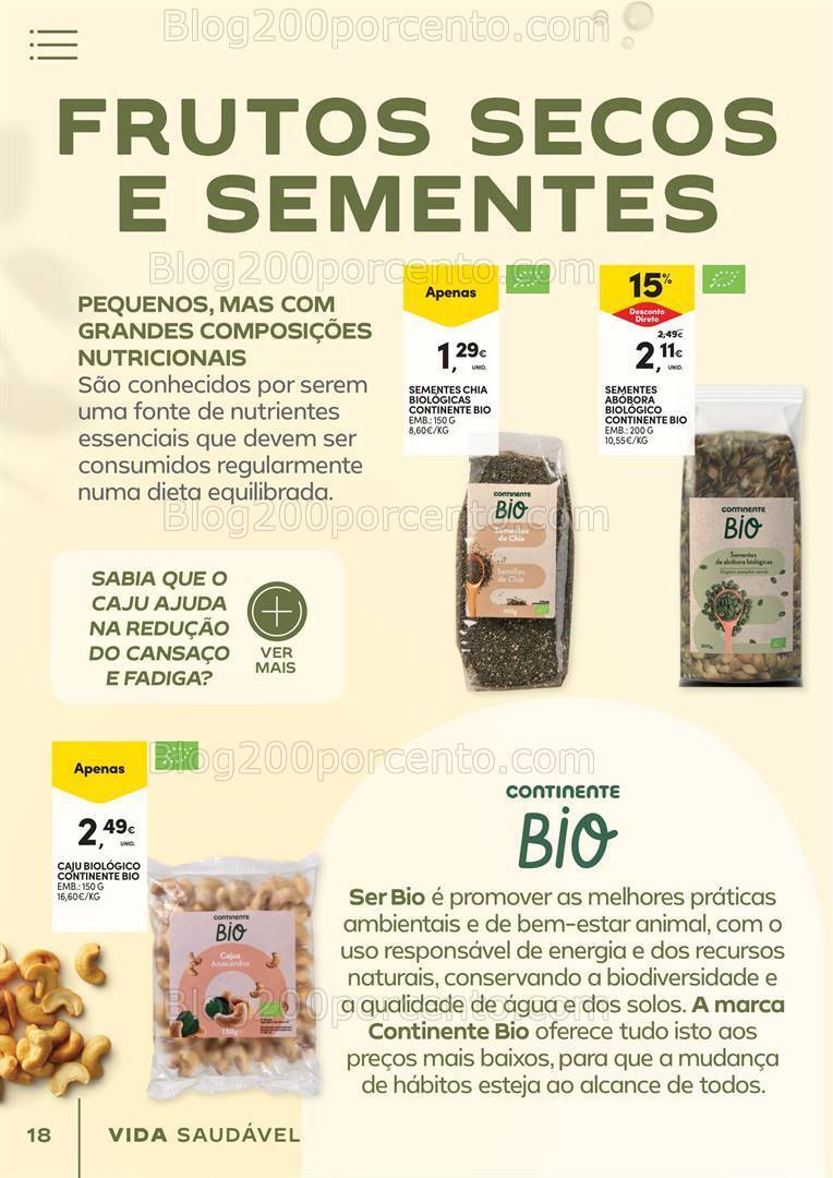 Antevisão Folheto CONTINENTE Vida Saudável Promoções de 16 a 28 janeiro